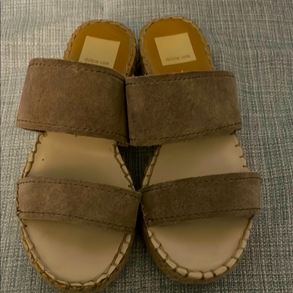Dolce Vita Idalia Suede Espadrilles Platform Sandals, Size 6.5